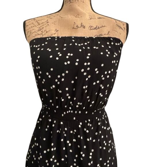 EUC Silence + Noise (Anthro) Strapless Black White Polka Dot Wide Leg Capri Pant - Picture 4 of 10